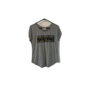 Disney Boutique Grey Mesh Panel Mickey Mouse Short Sleeve T-Shirt